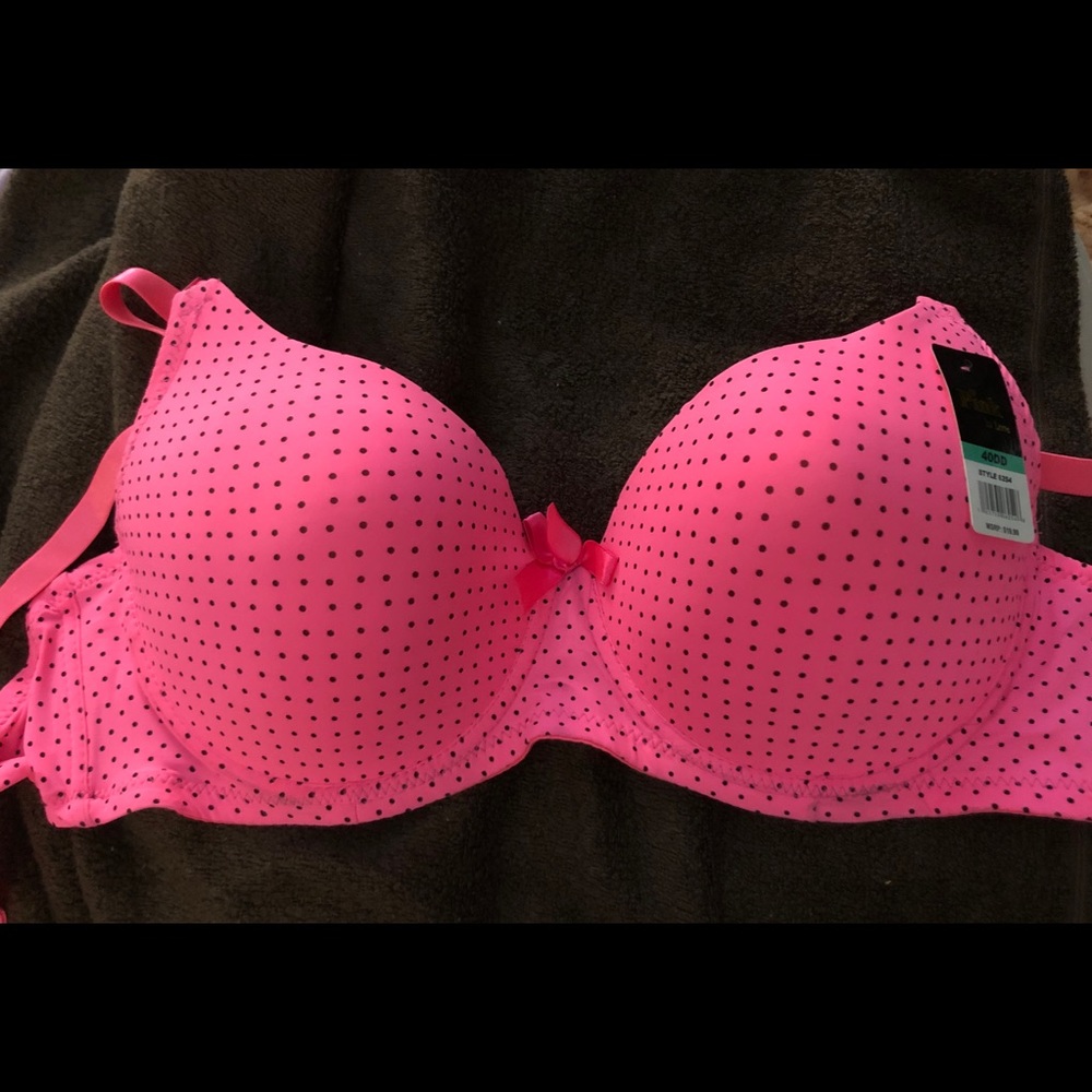 Pink polka dot lined underwire bra 40DD